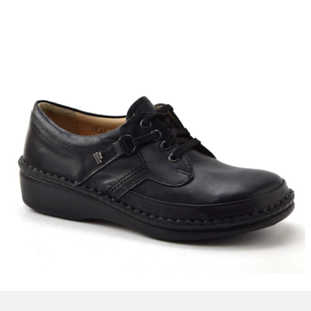 Finn Comfort Monaco Oxford Women's 42/11-11.5 Black Leather Sneaker Walking Shoe
